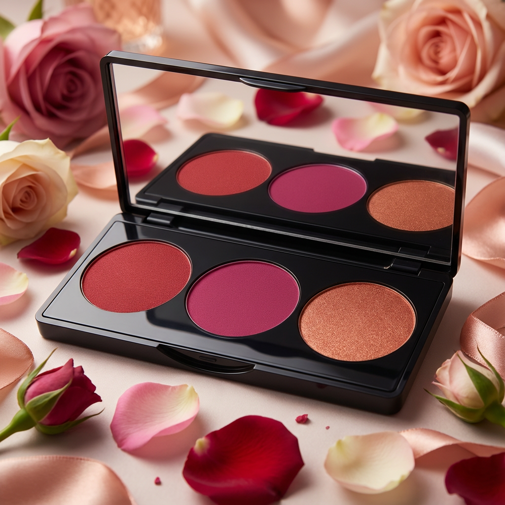 Paleta de rubores rosados