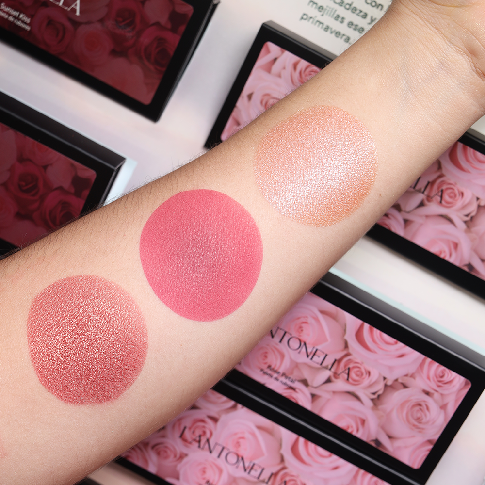 Paleta de rubores rosados